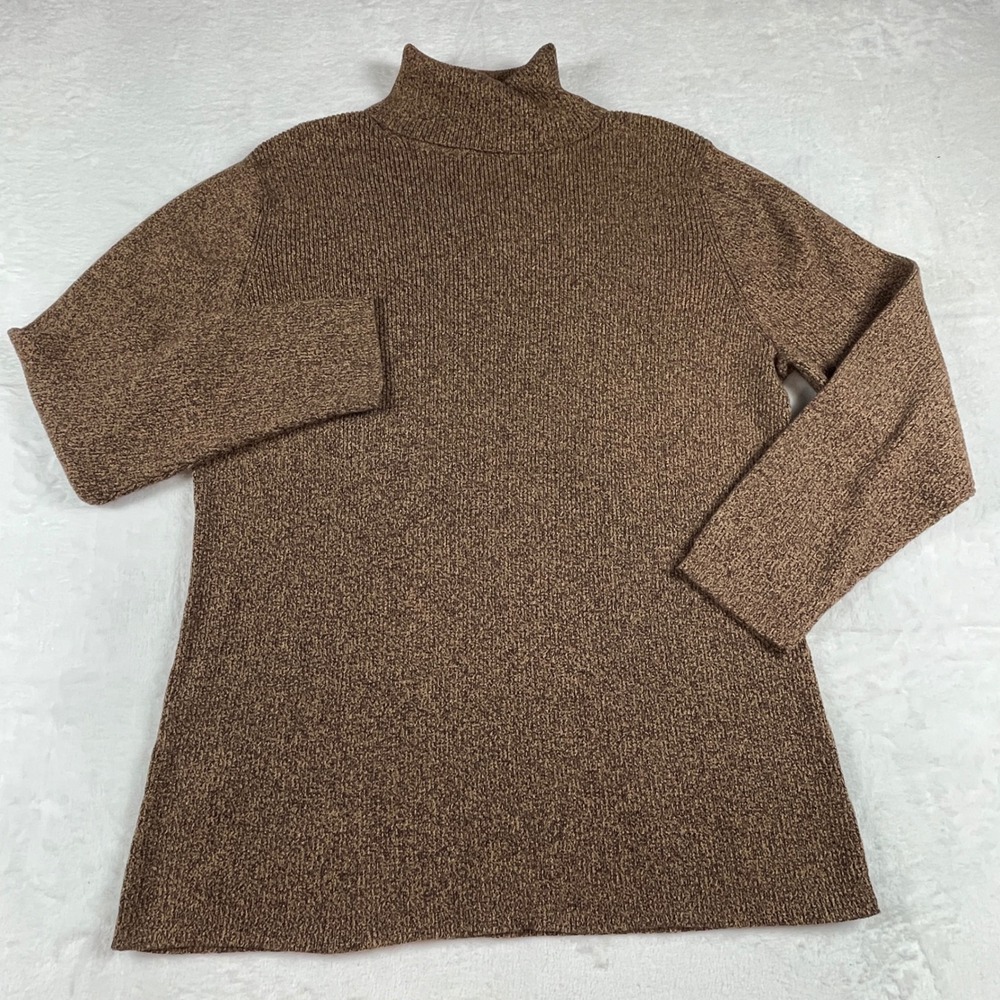Cherokee Womens 3X Brown Marled Cotton Ribbed Turtleneck Sweater Made Australia